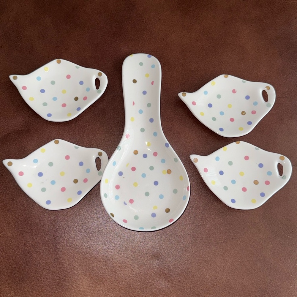 Stanford Hill pottery tea bag rest set of 5